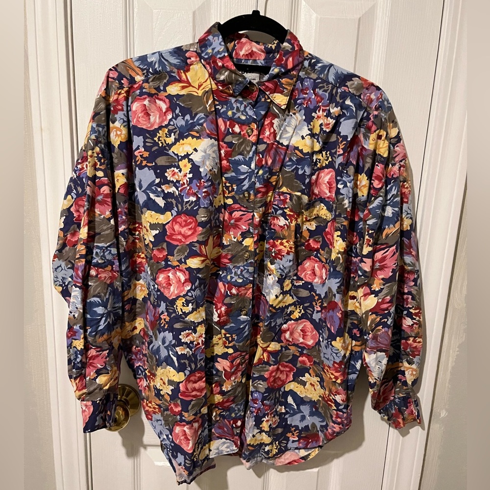 1992 At Last Basics button up, floral, size large